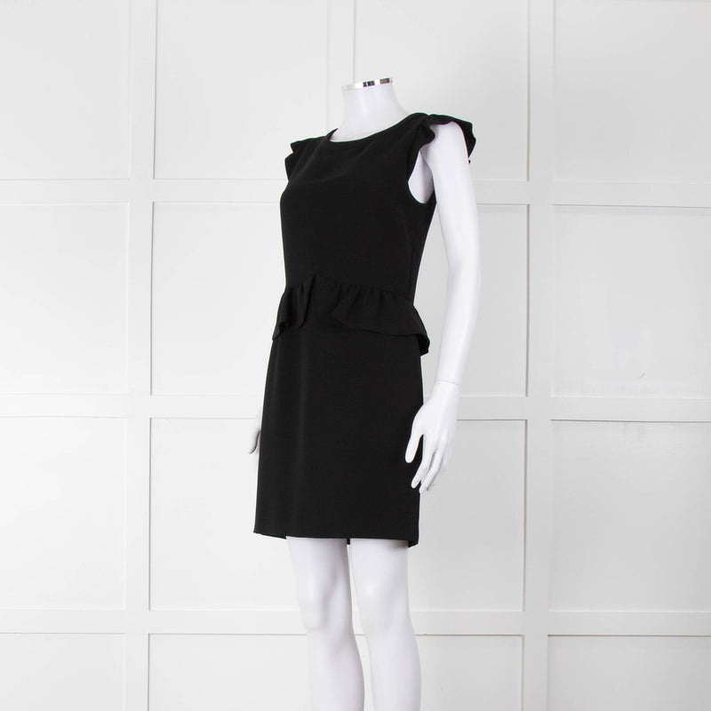 Sandro Black Sleeveless Dress With Peplum Waist Detail