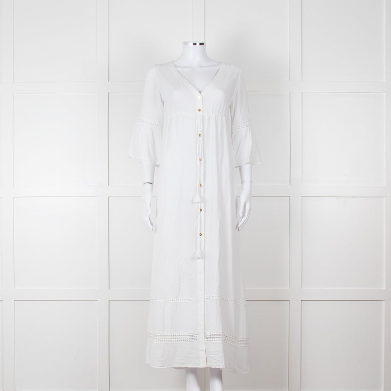 Heidi Klein White 3/4 Sleeve Midi Sun Dress