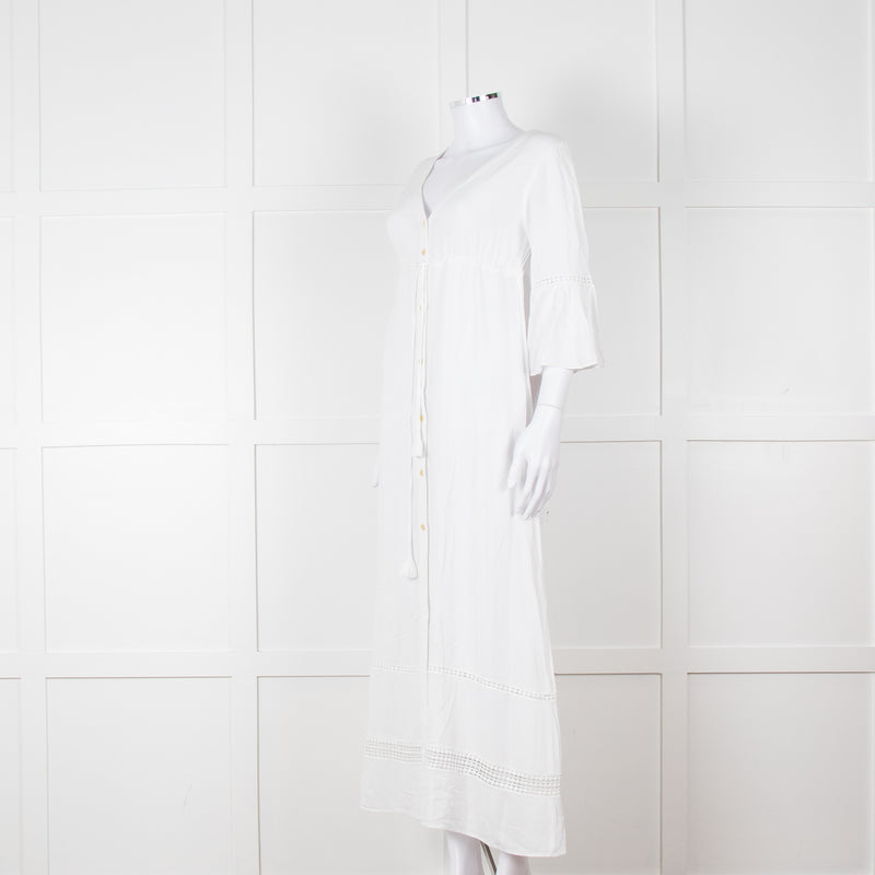Heidi Klein White 3/4 Sleeve Midi Sun Dress