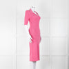 LK Bennett Bright Pink Rib Knit Fit and Flare Midi Dress
