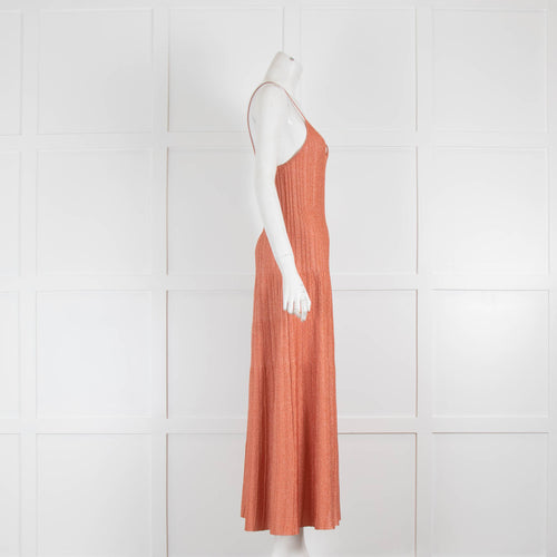 Sandro Orange Metallic Knit Strappy Dress