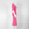 LK Bennett Bright Pink Rib Knit Fit and Flare Midi Dress
