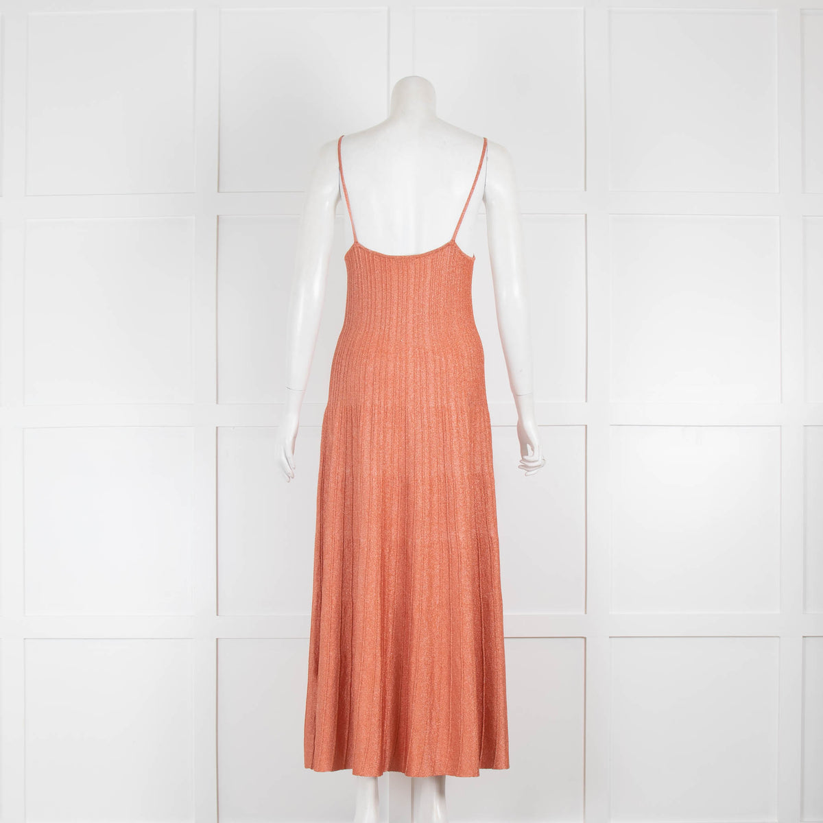 Sandro Orange Metallic Knit Strappy Dress