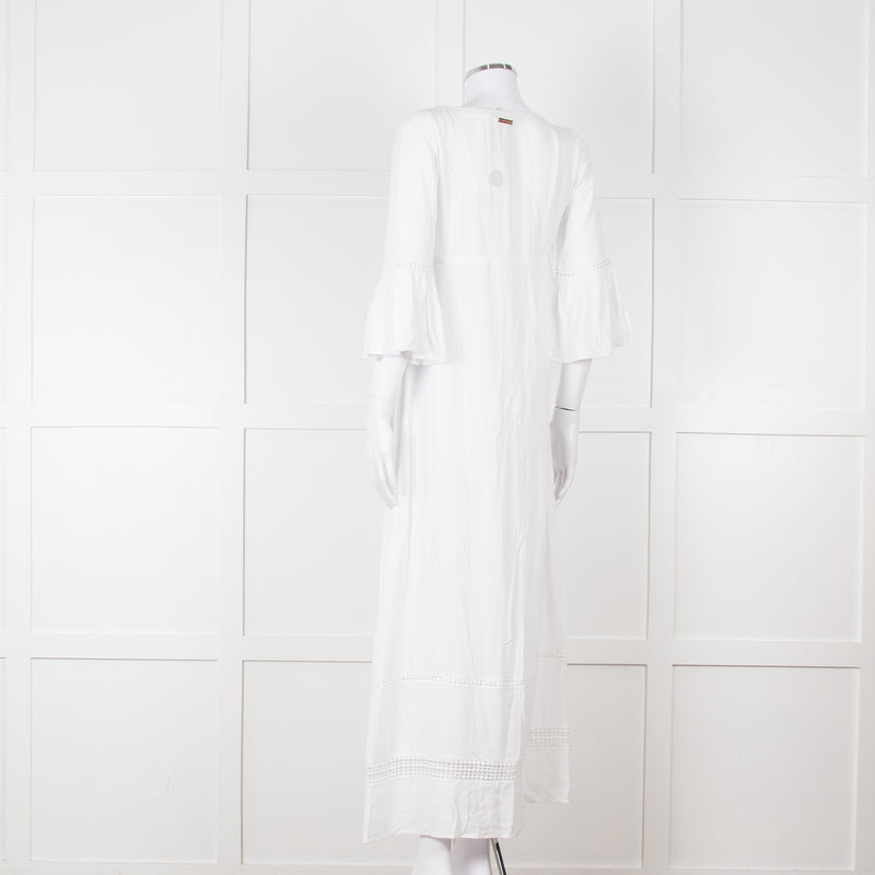 Heidi Klein White 3/4 Sleeve Midi Sun Dress
