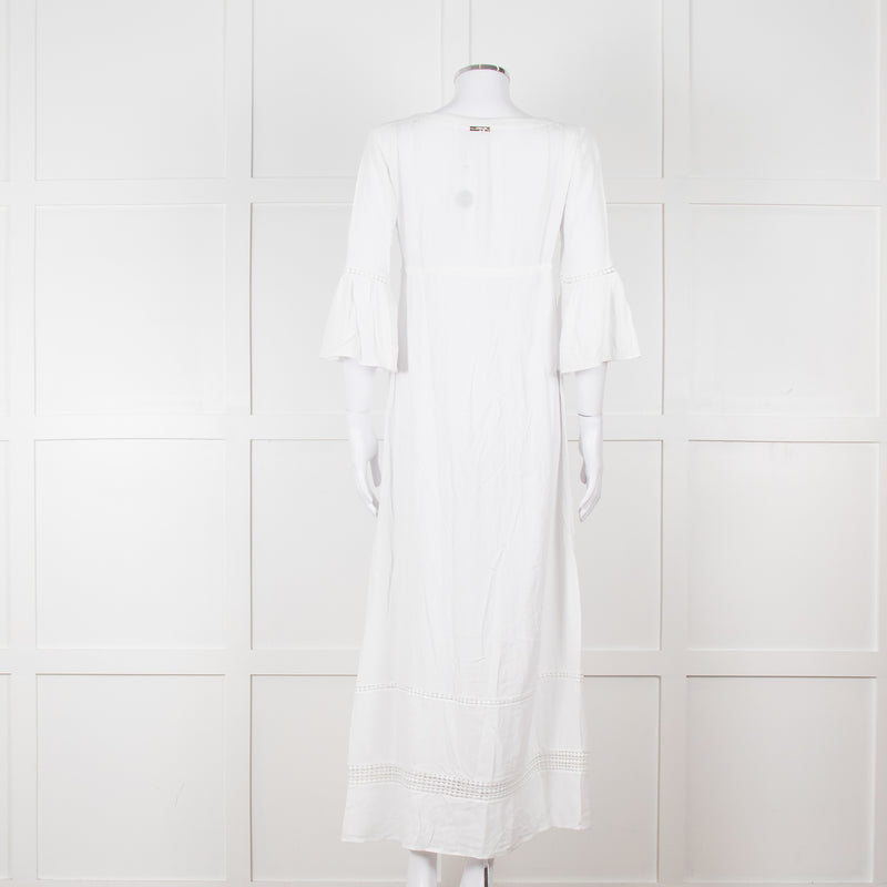 Heidi Klein White 3/4 Sleeve Midi Sun Dress
