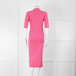 LK Bennett Bright Pink Rib Knit Fit and Flare Midi Dress