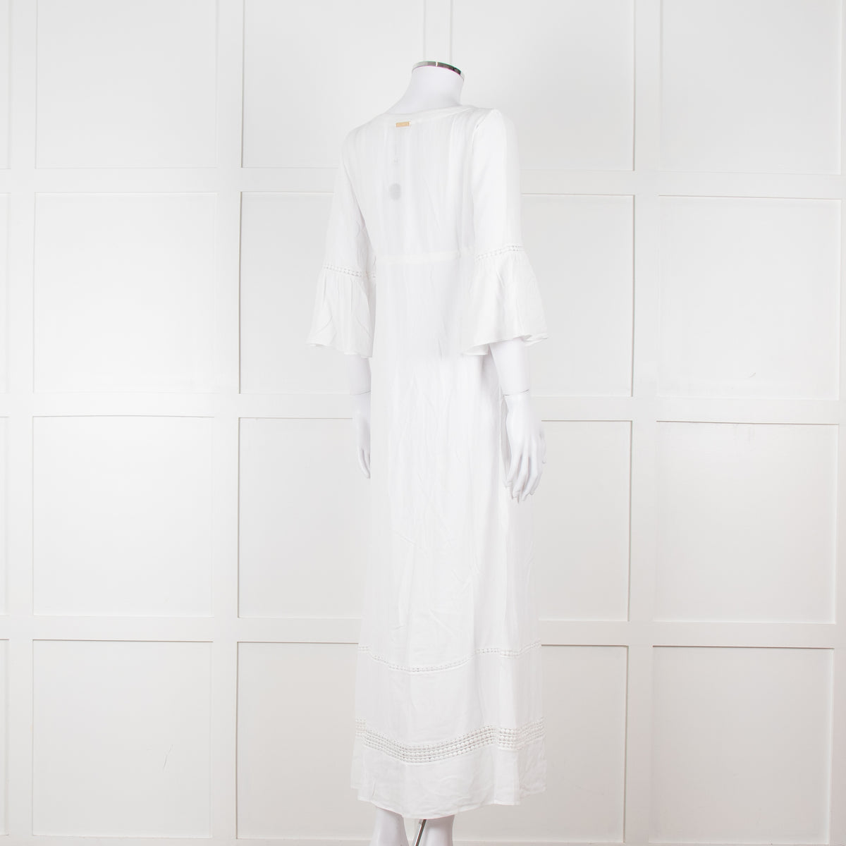 Heidi Klein White 3/4 Sleeve Midi Sun Dress
