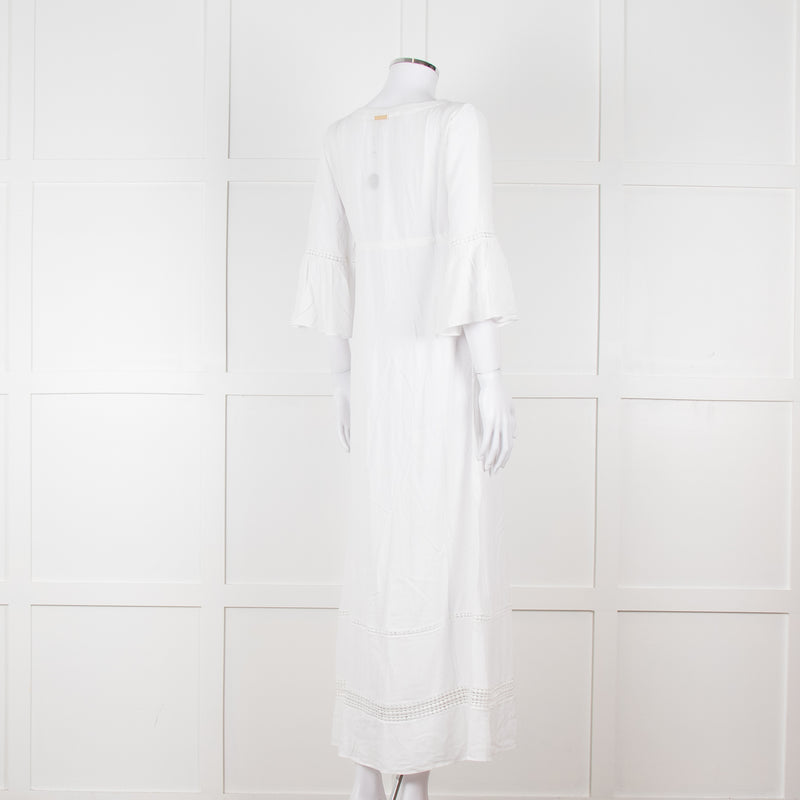 Heidi Klein White 3/4 Sleeve Midi Sun Dress