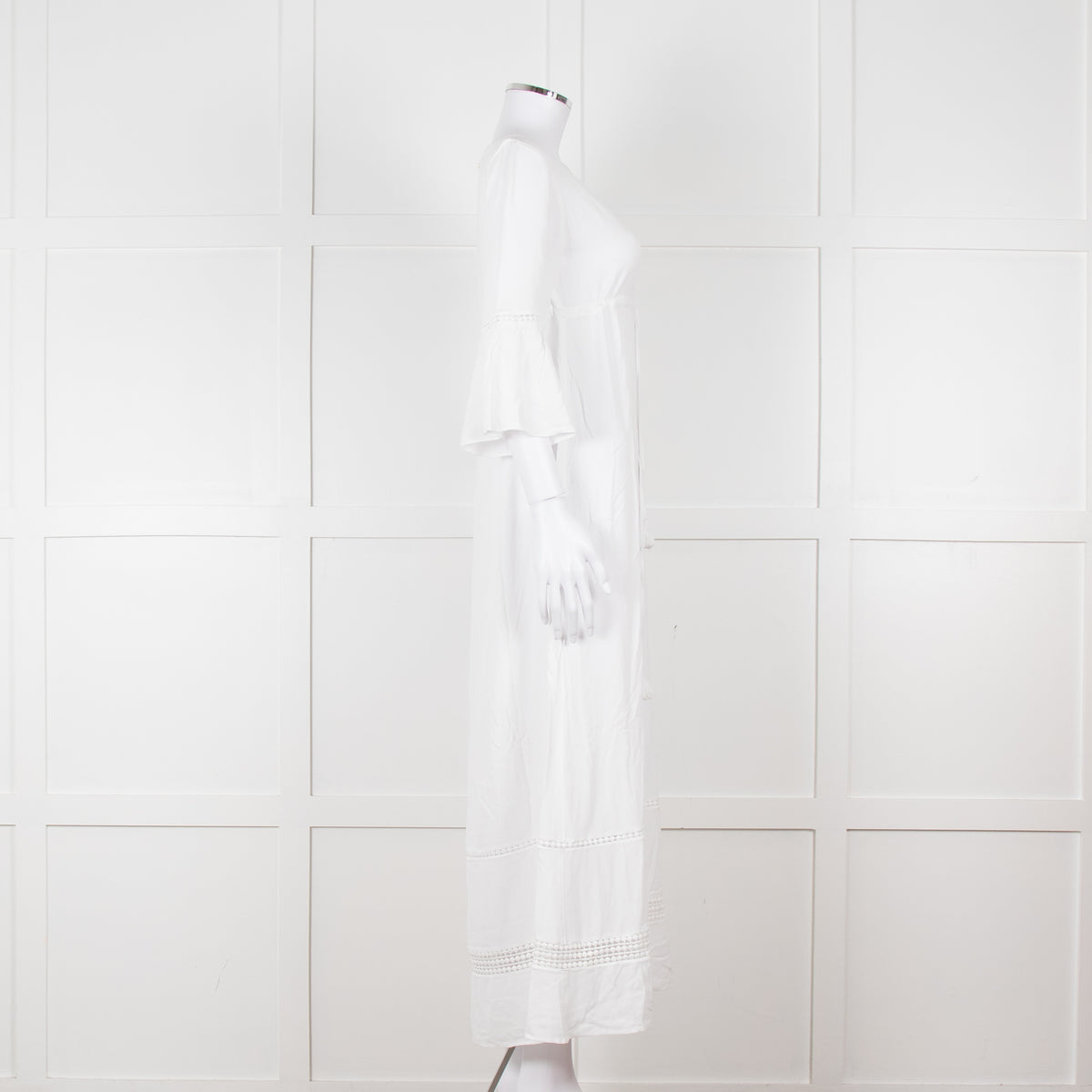Heidi Klein White 3/4 Sleeve Midi Sun Dress