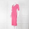 LK Bennett Bright Pink Rib Knit Fit and Flare Midi Dress