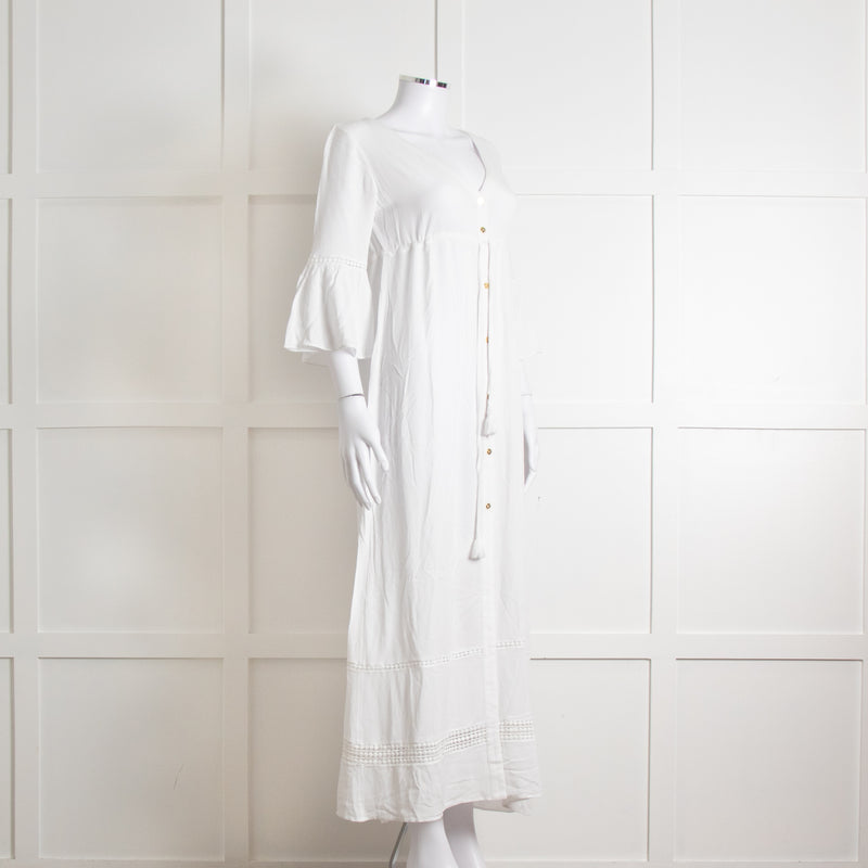Heidi Klein White 3/4 Sleeve Midi Sun Dress