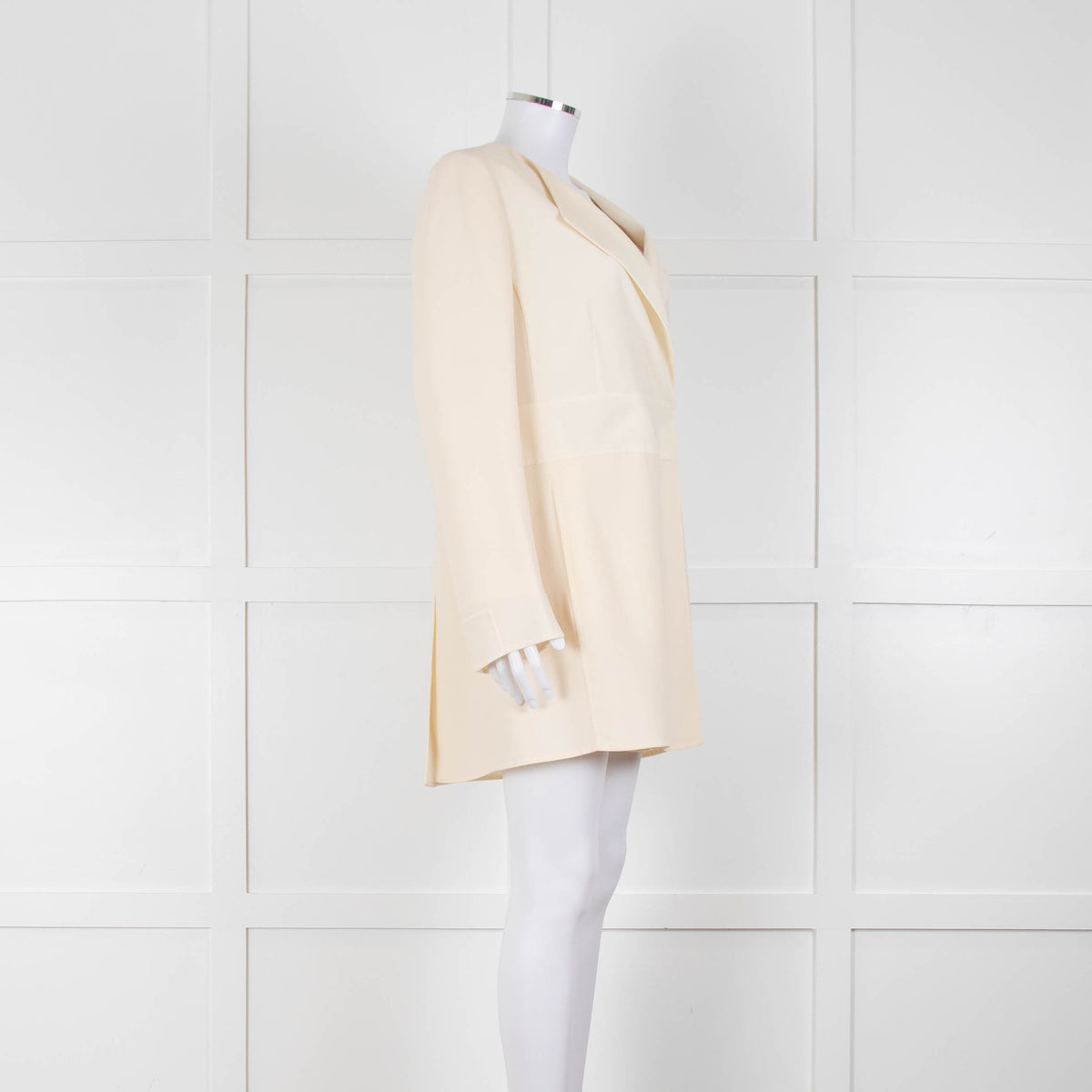 Akris Cream Crepe Open Lapel Dress Blazer