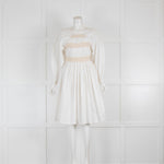 Molly Goddard White Beige Pouf Sleeve Cotton Dress