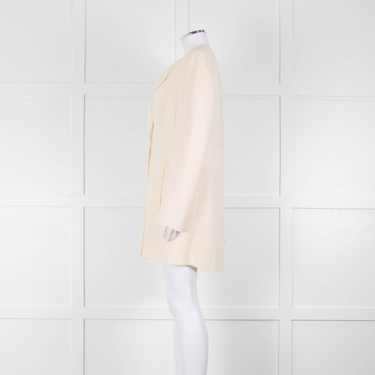 Akris Cream Crepe Open Lapel Dress Blazer