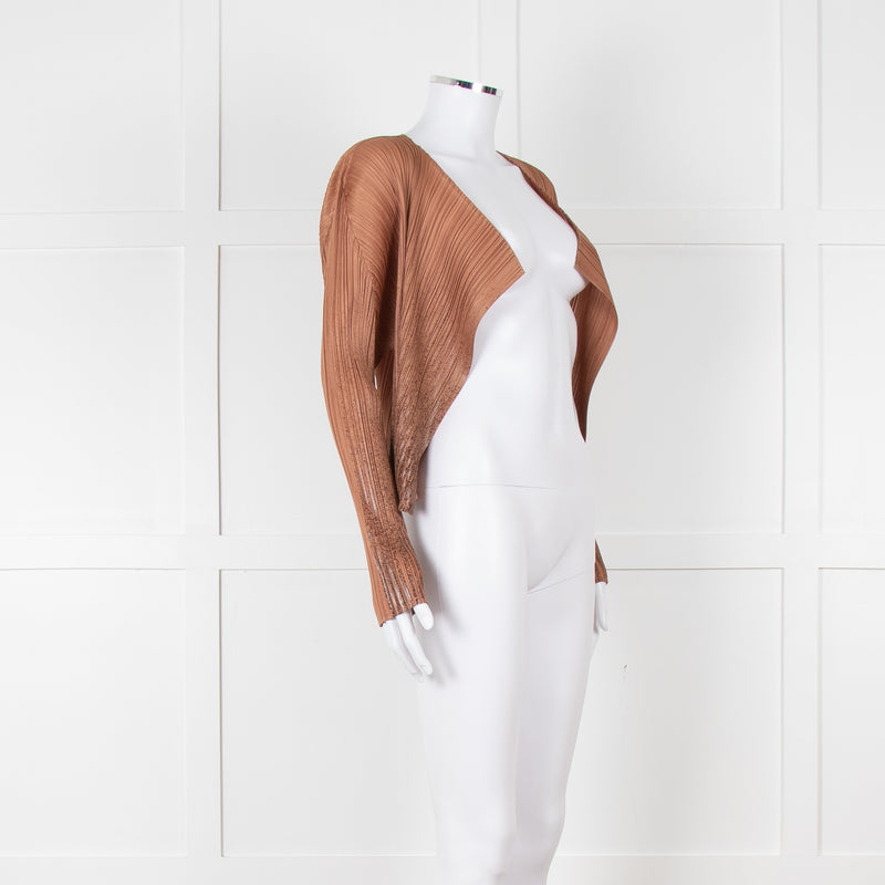 Pleats Please Caramel Brown Ombre Detail Short Jacket