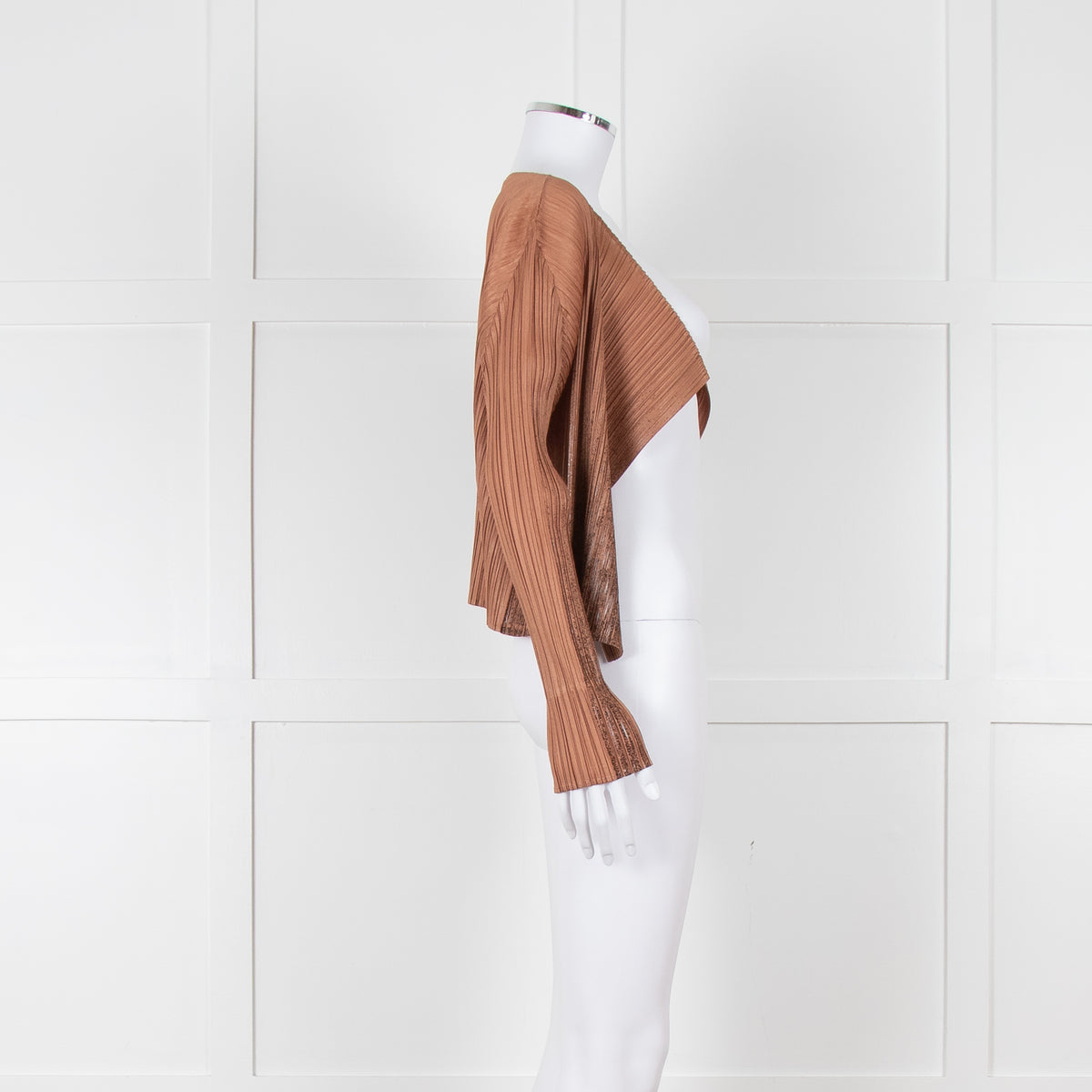 Pleats Please Caramel Brown Ombre Detail Short Jacket