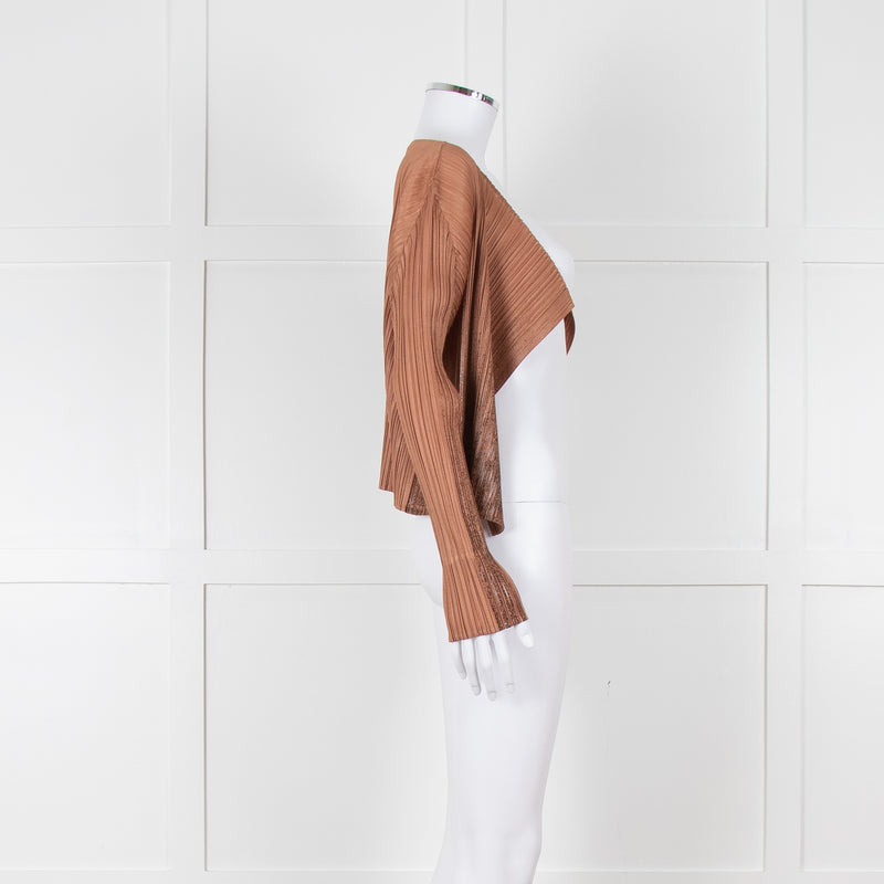 Pleats Please Caramel Brown Ombre Detail Short Jacket