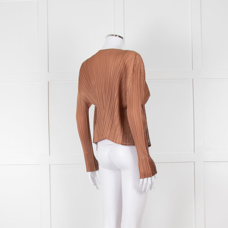 Pleats Please Caramel Brown Ombre Detail Short Jacket