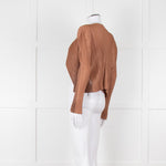Pleats Please Caramel Brown Ombre Detail Short Jacket