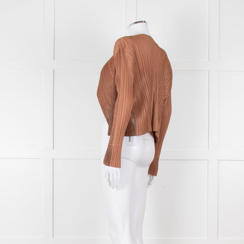 Pleats Please Caramel Brown Ombre Detail Short Jacket