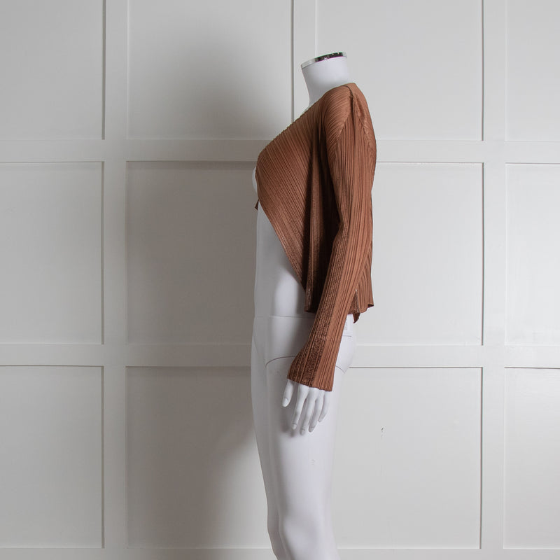 Pleats Please Caramel Brown Ombre Detail Short Jacket