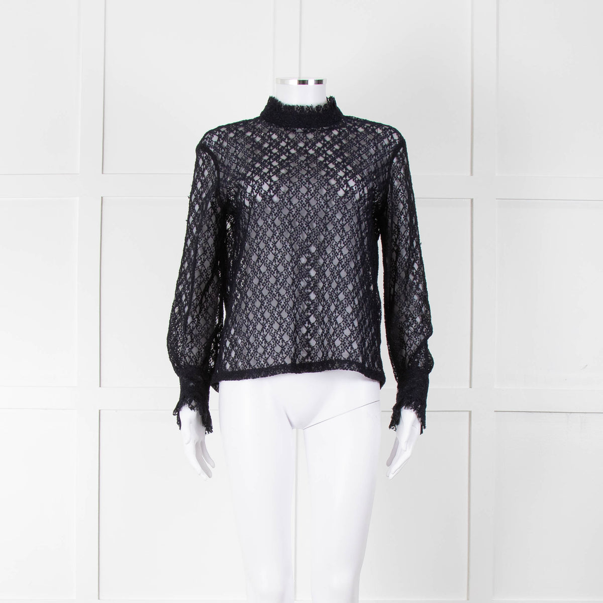 Sandro Navy Lace Top with Slip