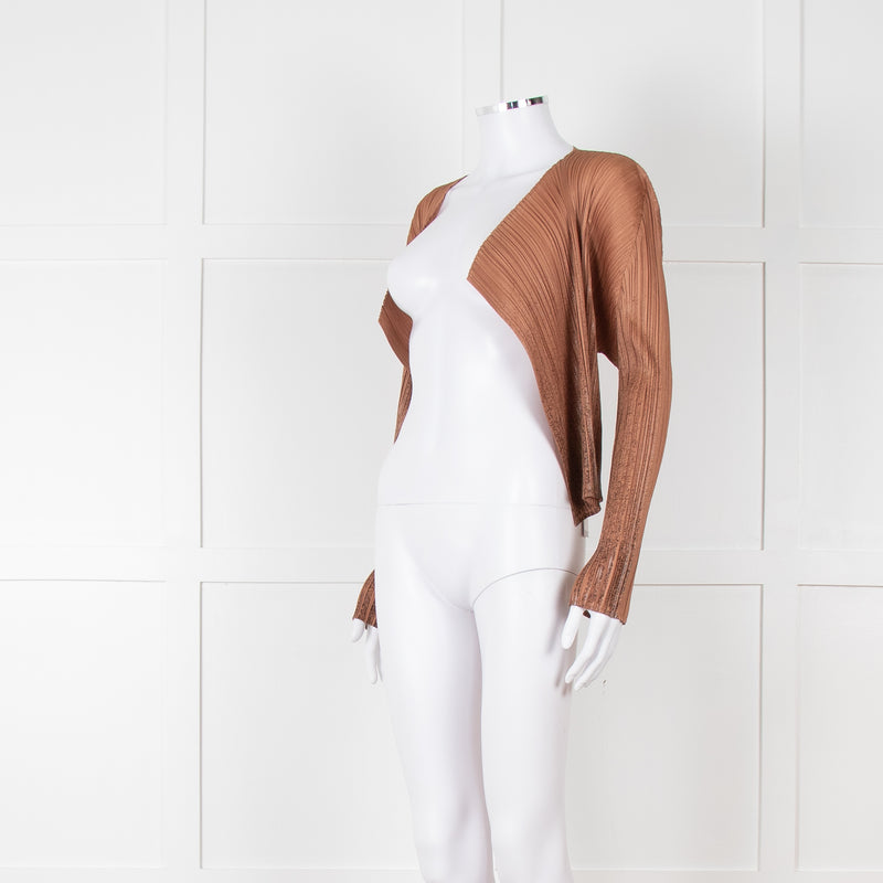Pleats Please Caramel Brown Ombre Detail Short Jacket