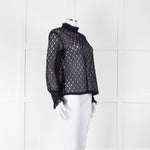 Sandro Navy Lace Top with Slip
