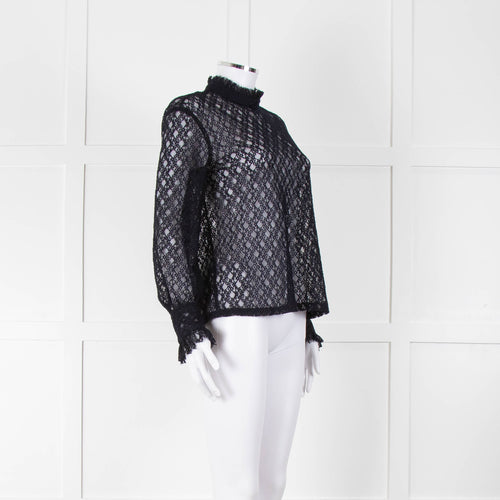 Sandro Navy Lace Top with Slip