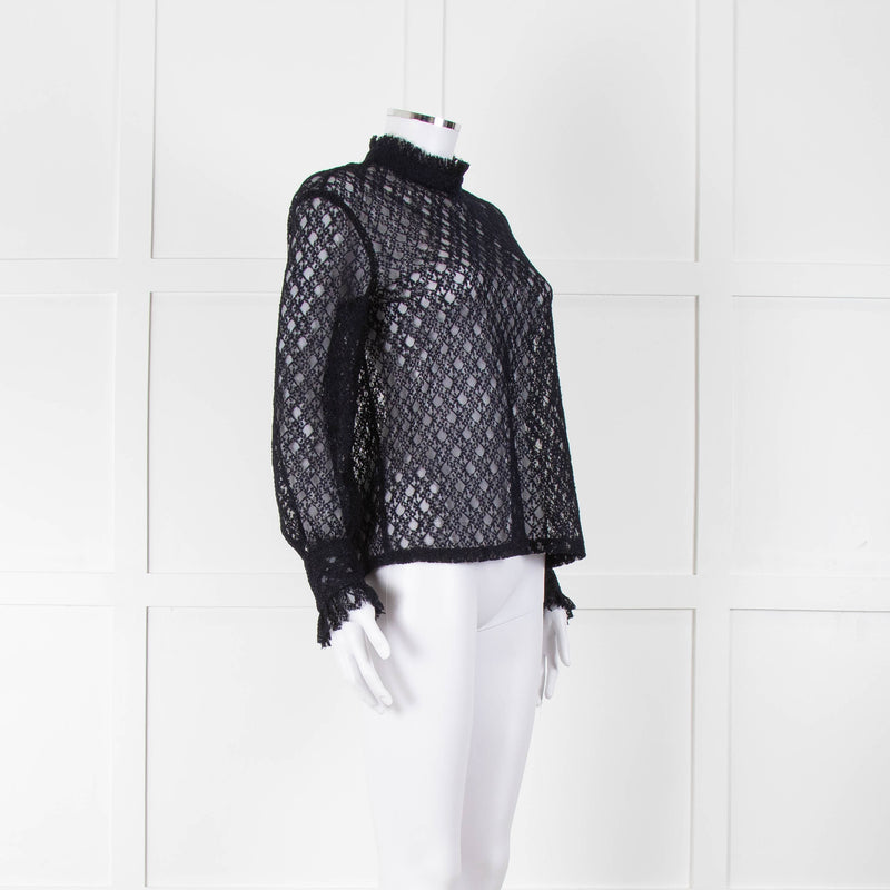 Sandro Navy Lace Top with Slip