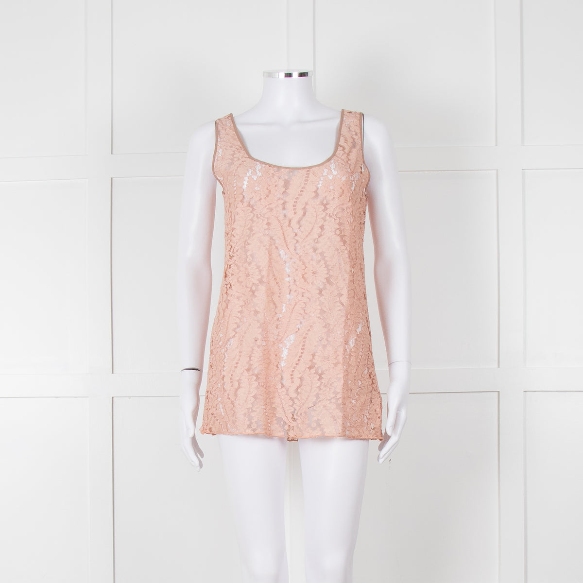 No 21 Peach Lace Sleeveless Top