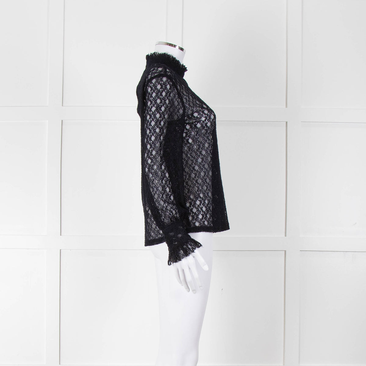 Sandro Navy Lace Top with Slip