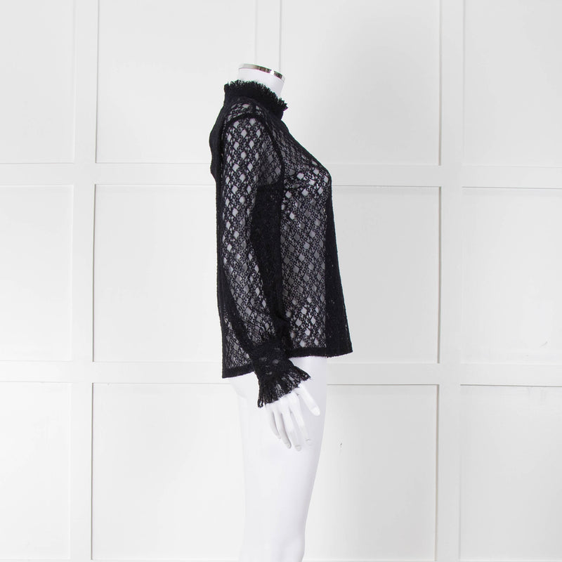 Sandro Navy Lace Top with Slip