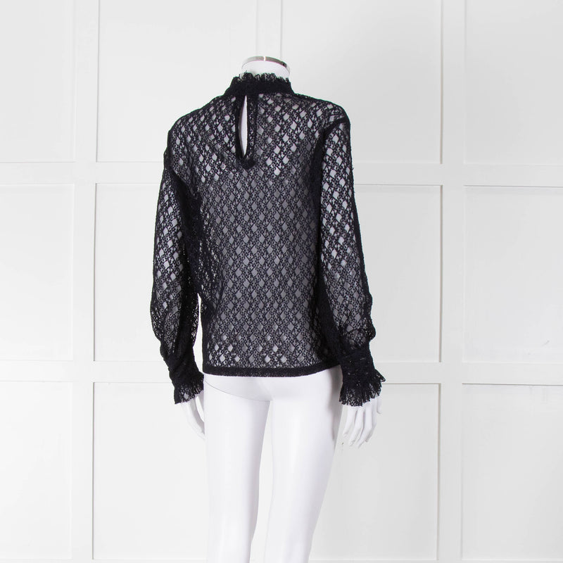 Sandro Navy Lace Top with Slip