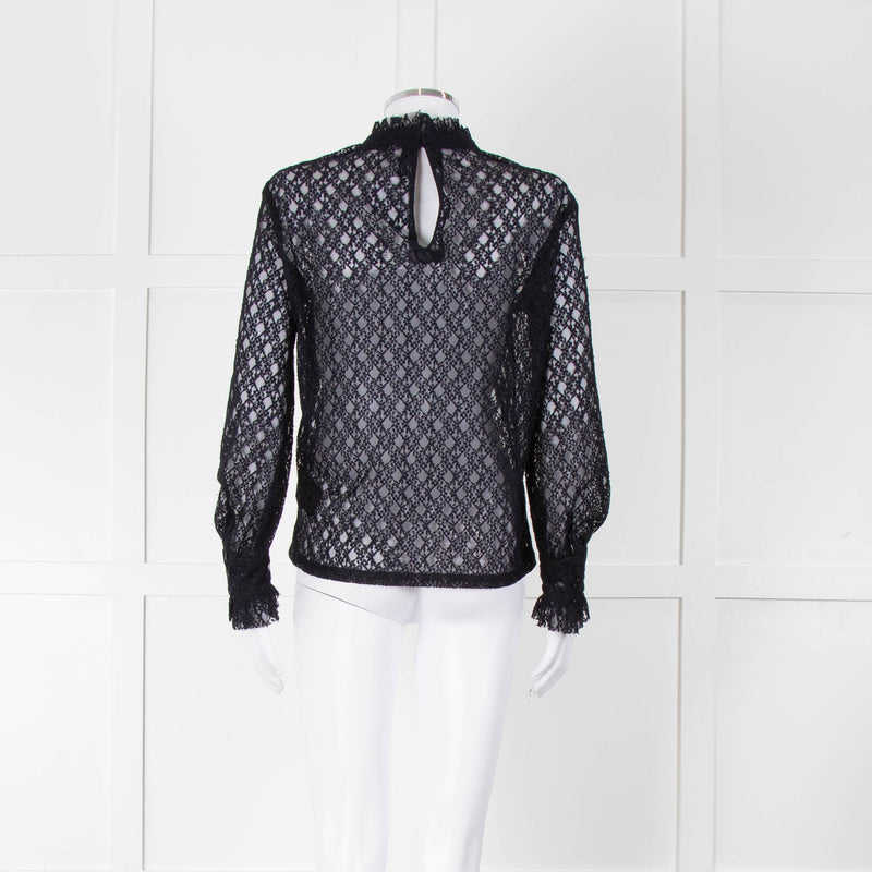 Sandro Navy Lace Top with Slip