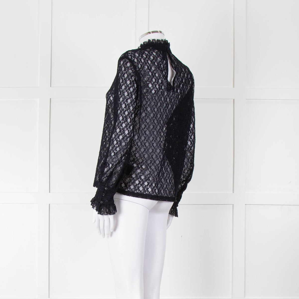 Sandro Navy Lace Top with Slip