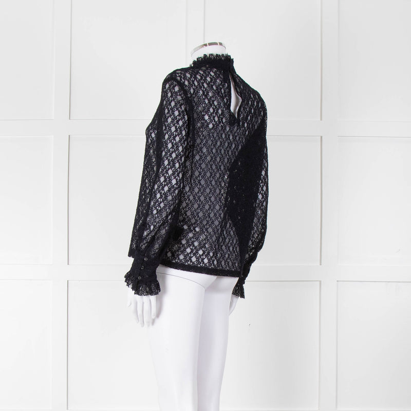 Sandro Navy Lace Top with Slip
