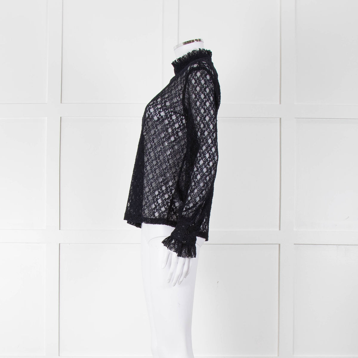 Sandro Navy Lace Top with Slip