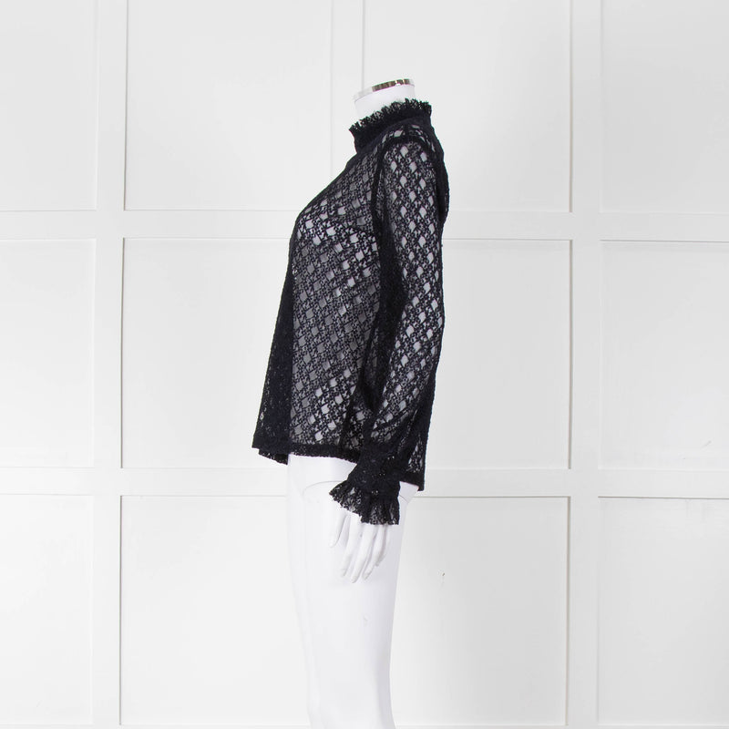 Sandro Navy Lace Top with Slip