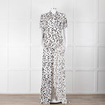 Self-Portrait Maxi White and Black Leopard Dress with Keyhole Neckline