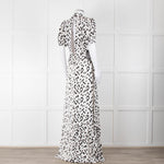 Self-Portrait Maxi White and Black Leopard Dress with Keyhole Neckline