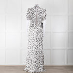 Self-Portrait Maxi White and Black Leopard Dress with Keyhole Neckline
