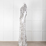 Self-Portrait Maxi White and Black Leopard Dress with Keyhole Neckline
