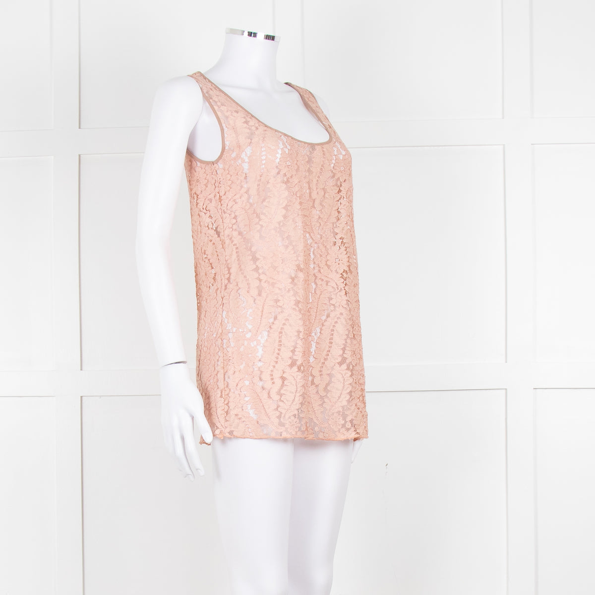 No 21 Peach Lace Sleeveless Top