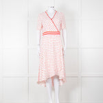 Me + Em White Red Dot Short Sleeve Midi Dress
