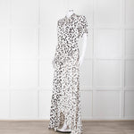 Self-Portrait Maxi White and Black Leopard Dress with Keyhole Neckline