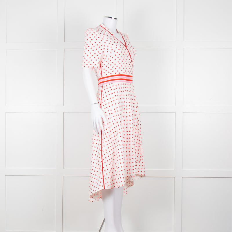 Me + Em White Red Dot Short Sleeve Midi Dress