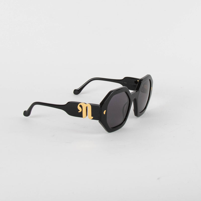 Nanushka Carlen Hexagonal Black Sunglasses