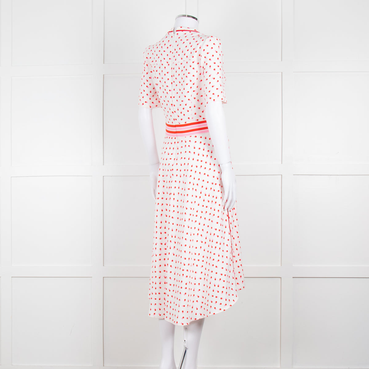 Me + Em White Red Dot Short Sleeve Midi Dress