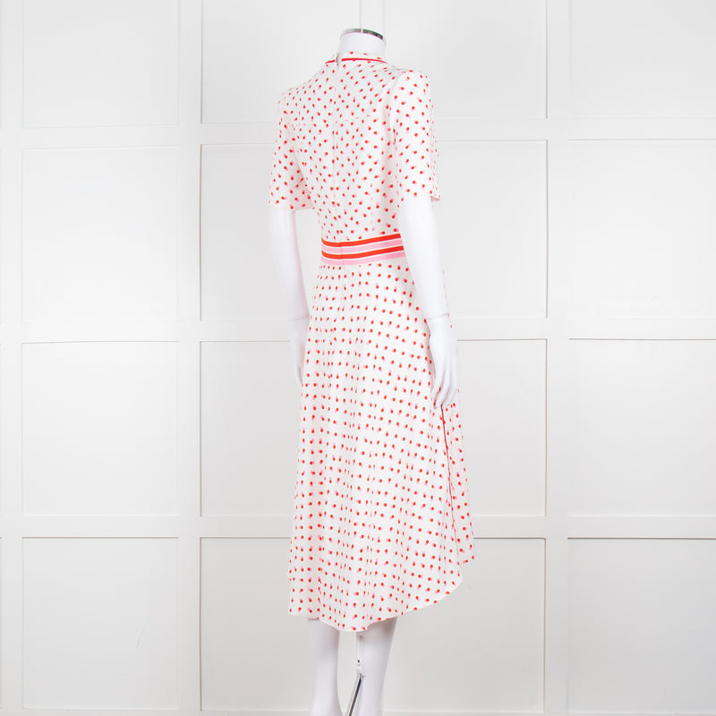 Me + Em White Red Dot Short Sleeve Midi Dress